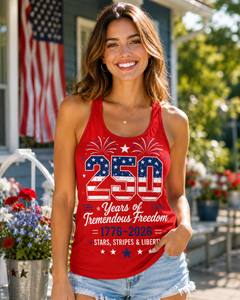 USA 250 Years of Freedom Fireworks Razorback Tank Top