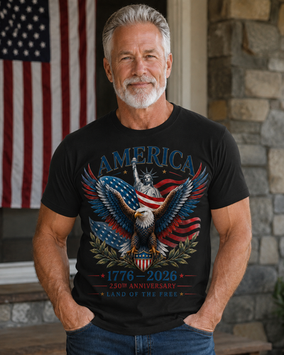 American Eagle Red-White- Blue Patriotic Liberty Tee