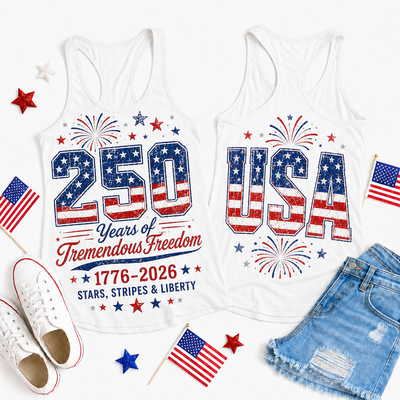250 Years of Tremendous Freedom-USA-Patriotic Razorback Tank Top